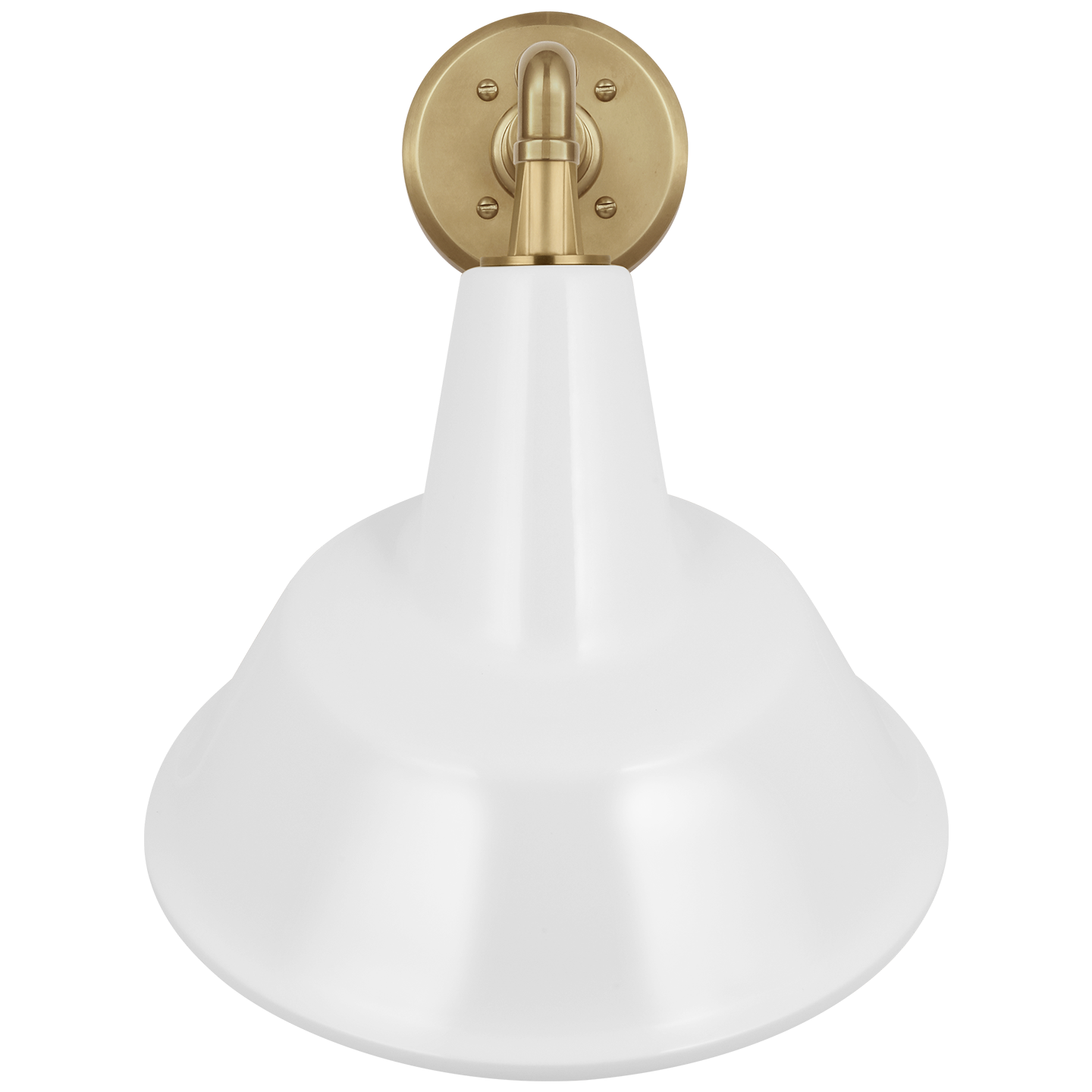 Academy 11" Mack Barn Light | Hand-Rubbed Antique Brass | 12.5 | 12.5" White Tilted Tilted Bowers Shade