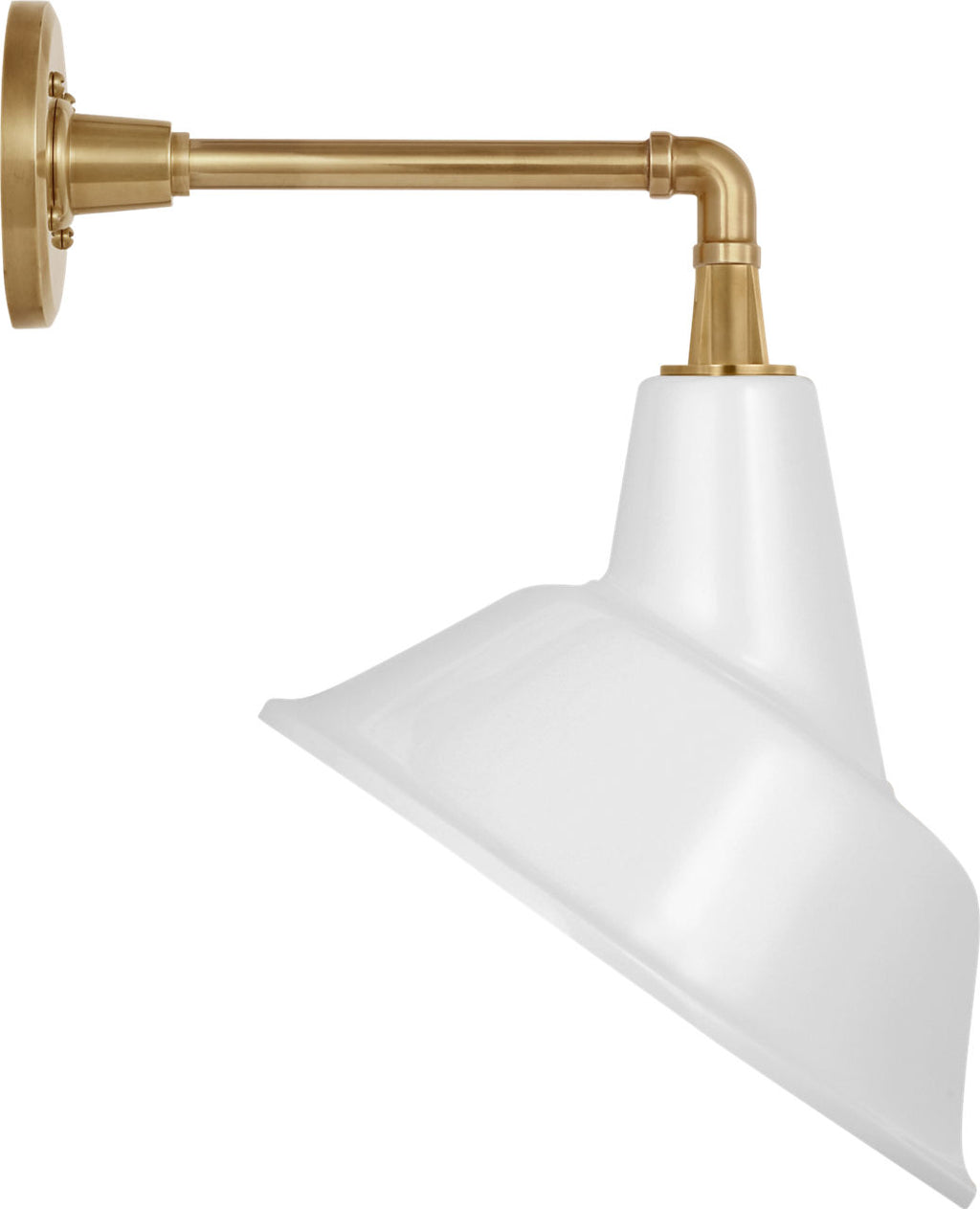 Academy 11" Mack Barn Light | Hand-Rubbed Antique Brass | 12.5 | 12.5" White Tilted Tilted Bowers Shade