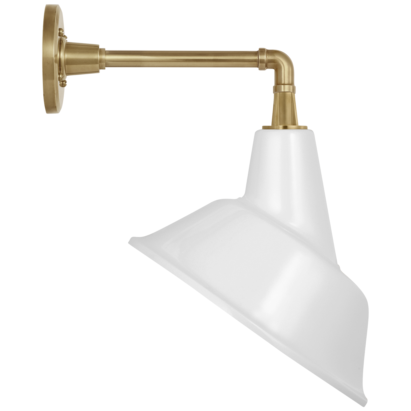 Academy 11" Mack Barn Light | Hand-Rubbed Antique Brass | 12.5 | 12.5" White Tilted Tilted Bowers Shade