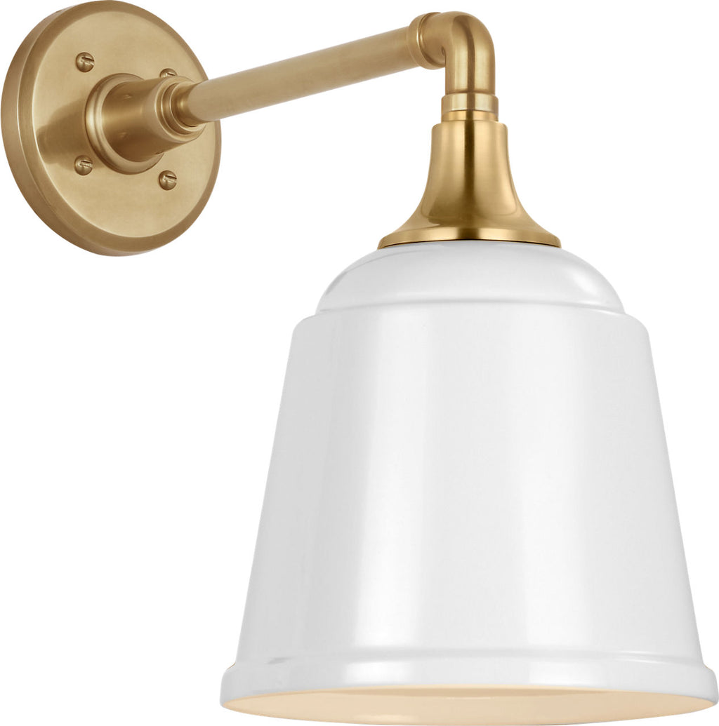 Academy 11" Mack Barn Light | Hand-Rubbed Antique Brass | 8 | 8" White Rockhouse Shade