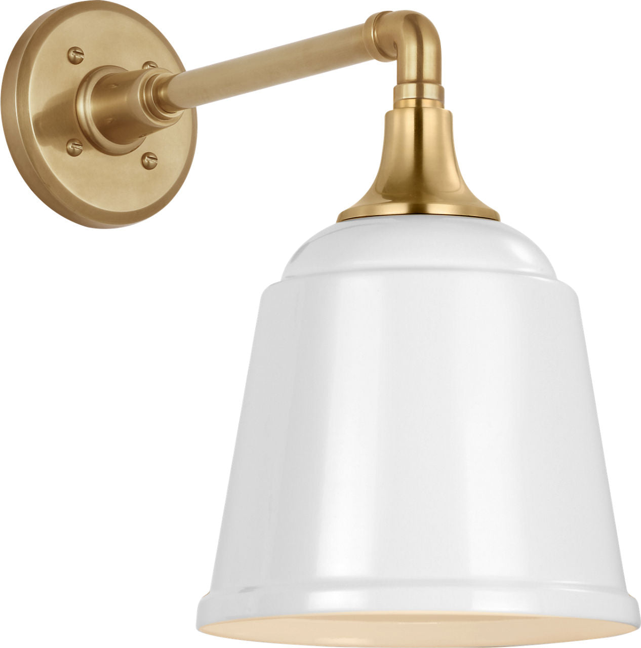 Academy 11" Mack Barn Light | Hand-Rubbed Antique Brass | 8 | 8" White Rockhouse Shade