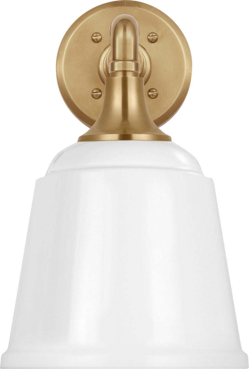 Academy 11" Mack Barn Light | Hand-Rubbed Antique Brass | 8 | 8" White Rockhouse Shade