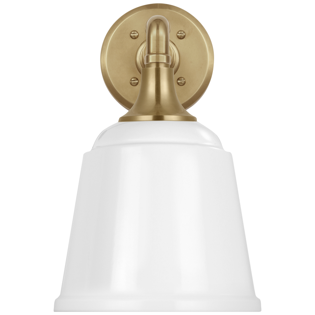 Academy 11" Mack Barn Light | Hand-Rubbed Antique Brass | 8 | 8" White Rockhouse Shade