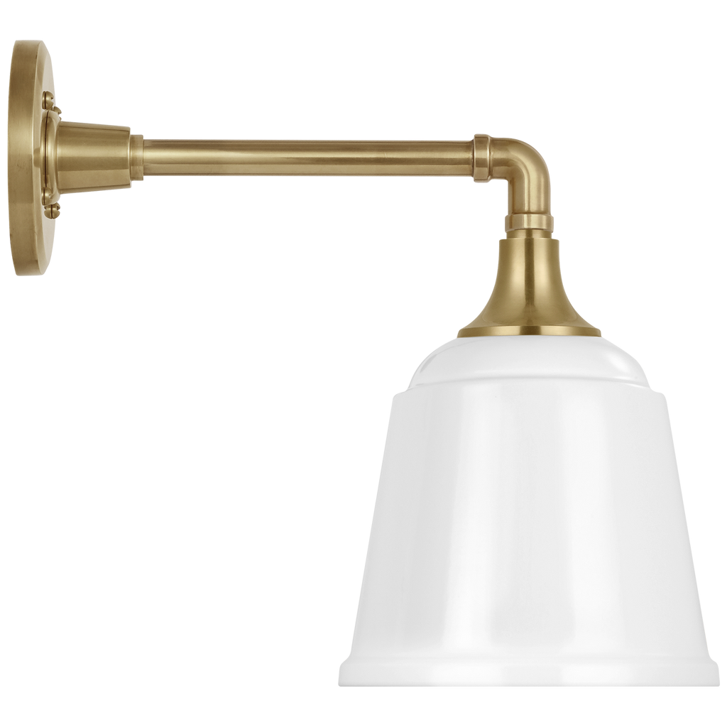 Academy 11" Mack Barn Light | Hand-Rubbed Antique Brass | 8 | 8" White Rockhouse Shade