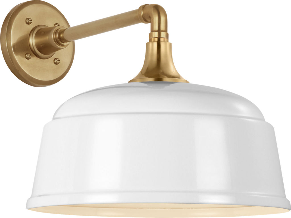 Academy 11" Mack Barn Light | Hand-Rubbed Antique Brass | 12.5 | 12.5" White Rockhouse Shade