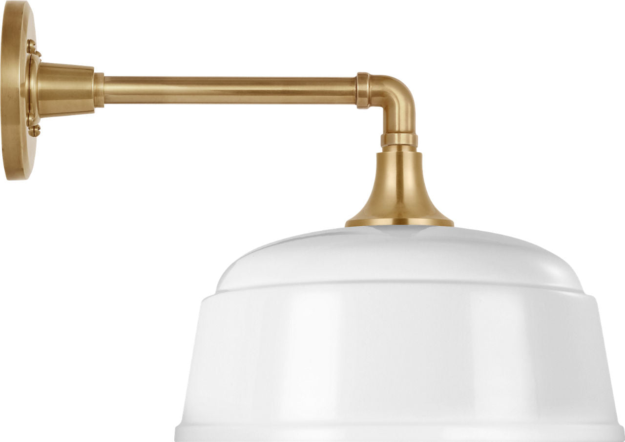 Academy 11" Mack Barn Light | Hand-Rubbed Antique Brass | 12.5 | 12.5" White Rockhouse Shade