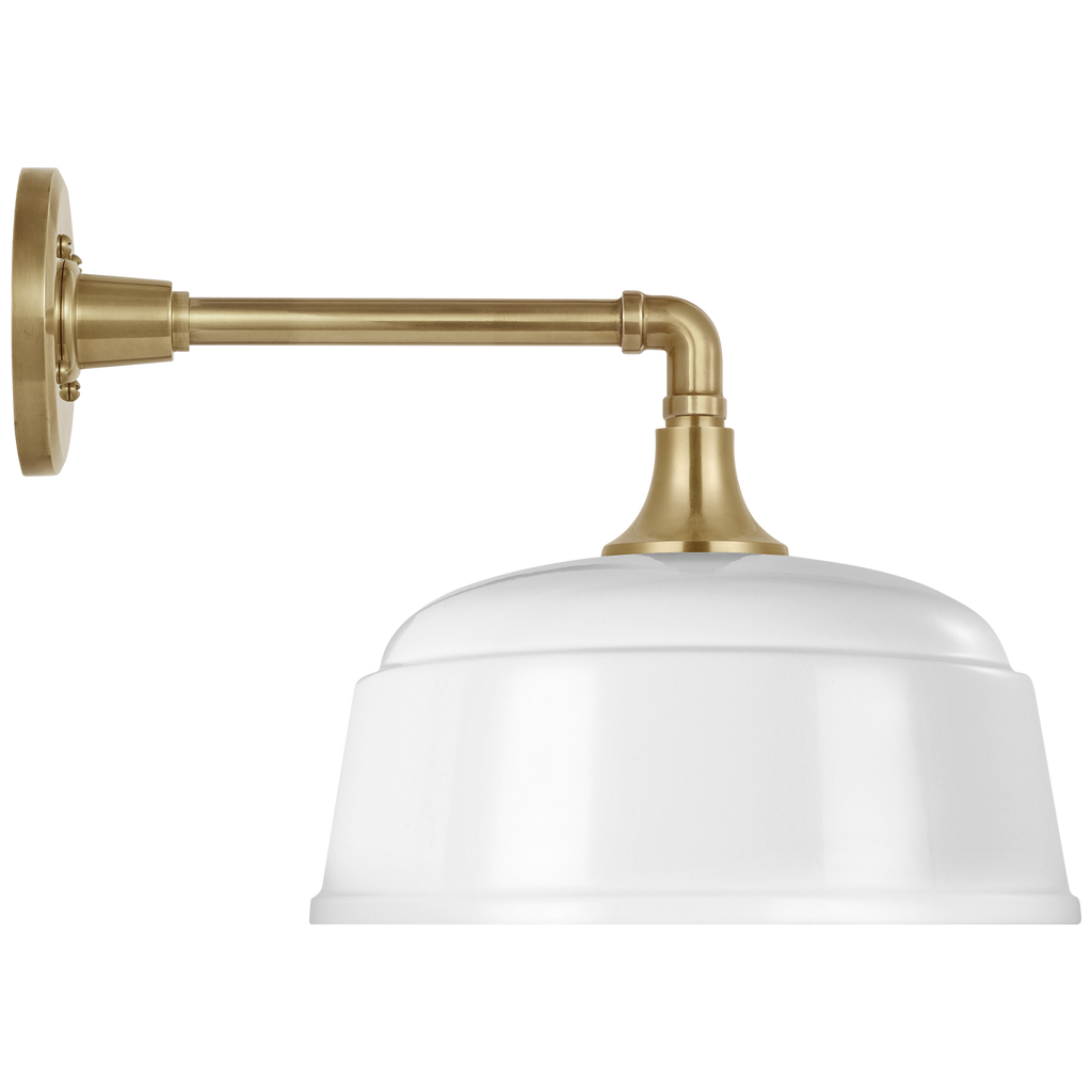 Academy 11" Mack Barn Light | Hand-Rubbed Antique Brass | 12.5 | 12.5" White Rockhouse Shade