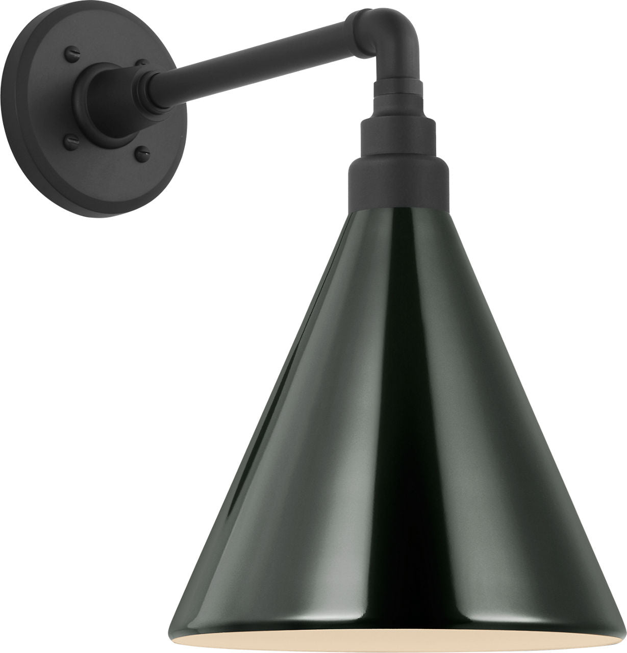 Academy 11" Mack Barn Light | Matte Black | 9 | 9" Green Conical Savannah Shade