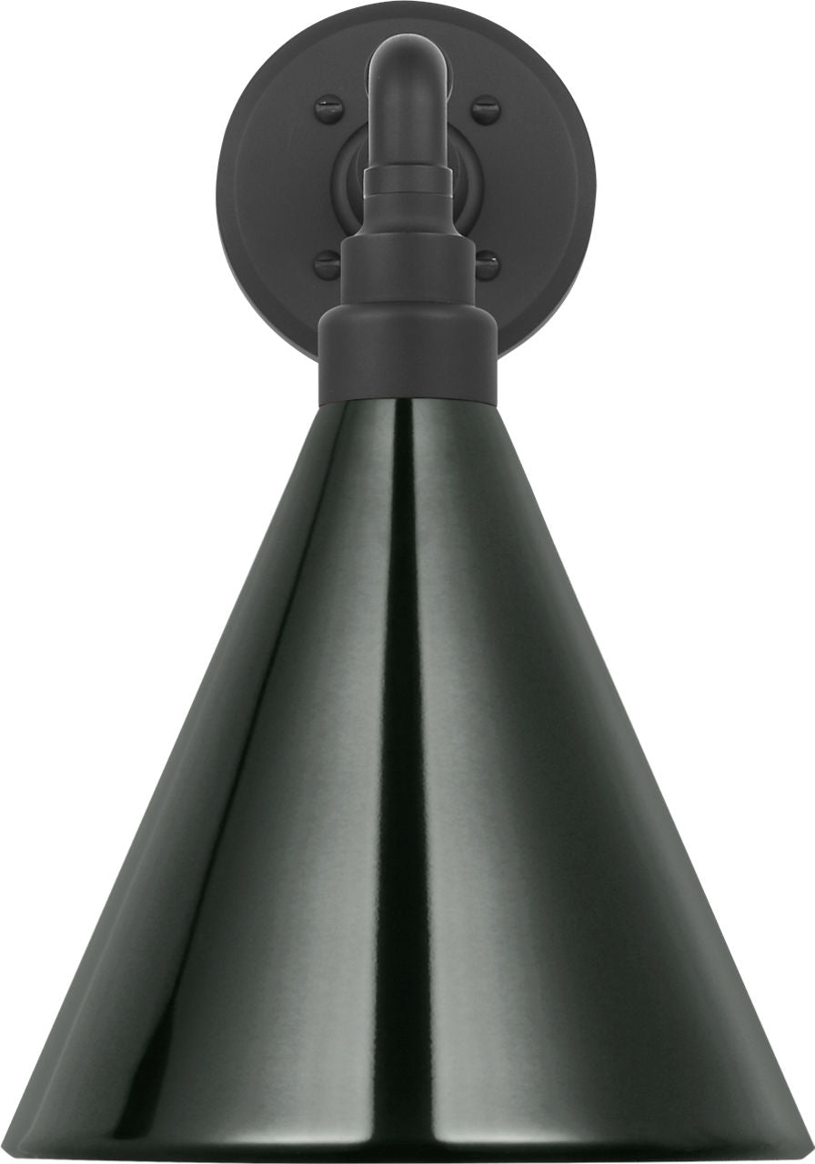 Academy 11" Mack Barn Light | Matte Black | 9 | 9" Green Conical Savannah Shade