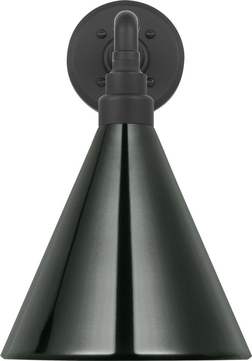 Academy 11" Mack Barn Light | Matte Black | 9 | 9" Green Conical Savannah Shade