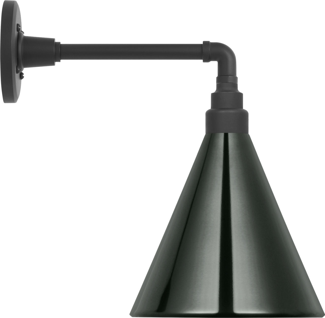 Academy 11" Mack Barn Light | Matte Black | 9 | 9" Green Conical Savannah Shade