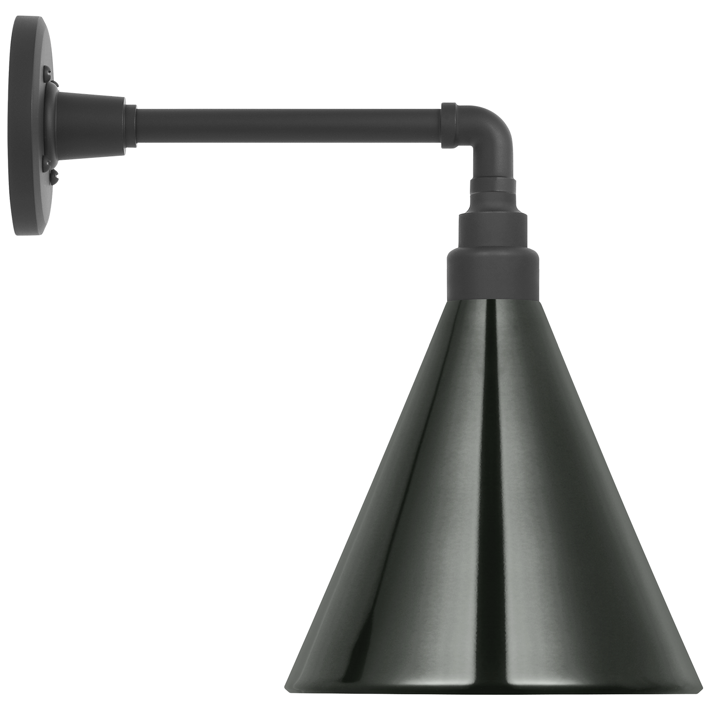 Academy 11" Mack Barn Light | Matte Black | 9 | 9" Green Conical Savannah Shade