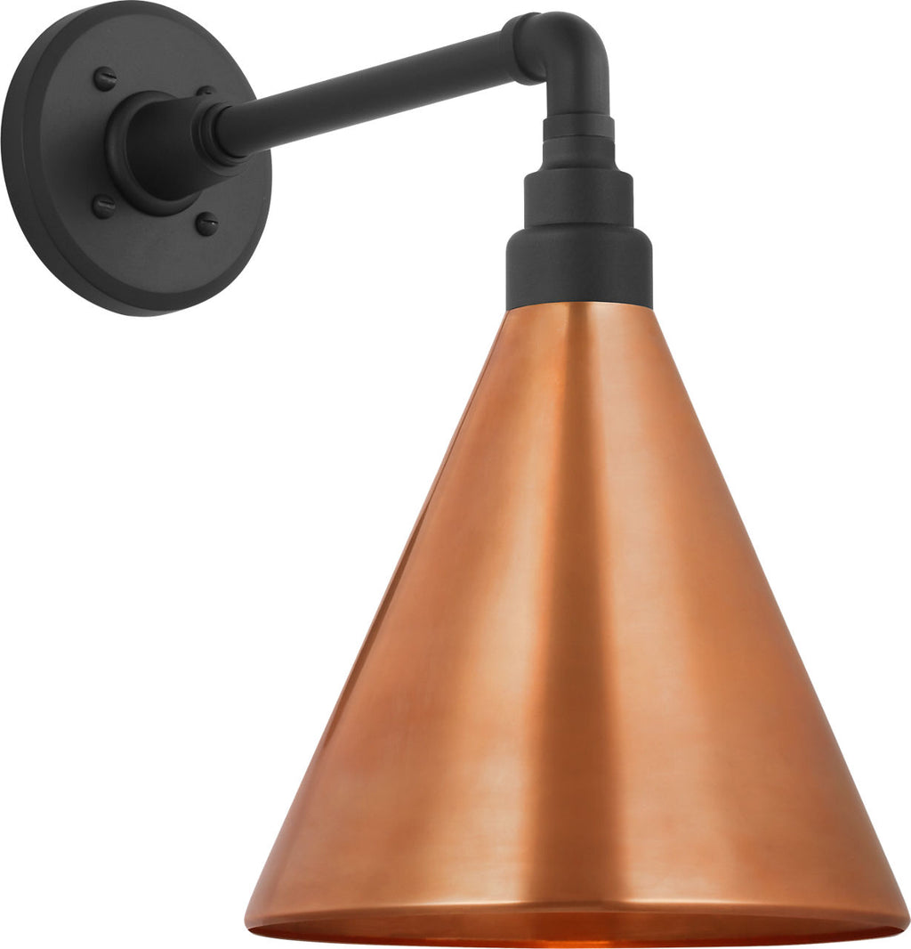 Academy 11" Mack Barn Light | Matte Black | 9 | 9" Soft Copper Conical Savannah Shade