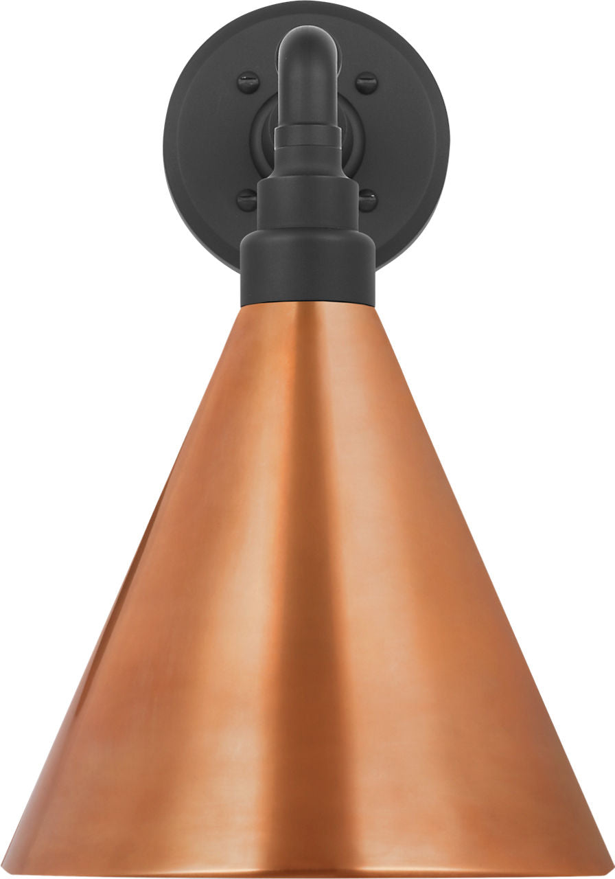 Academy 11" Mack Barn Light | Matte Black | 9 | 9" Soft Copper Conical Savannah Shade