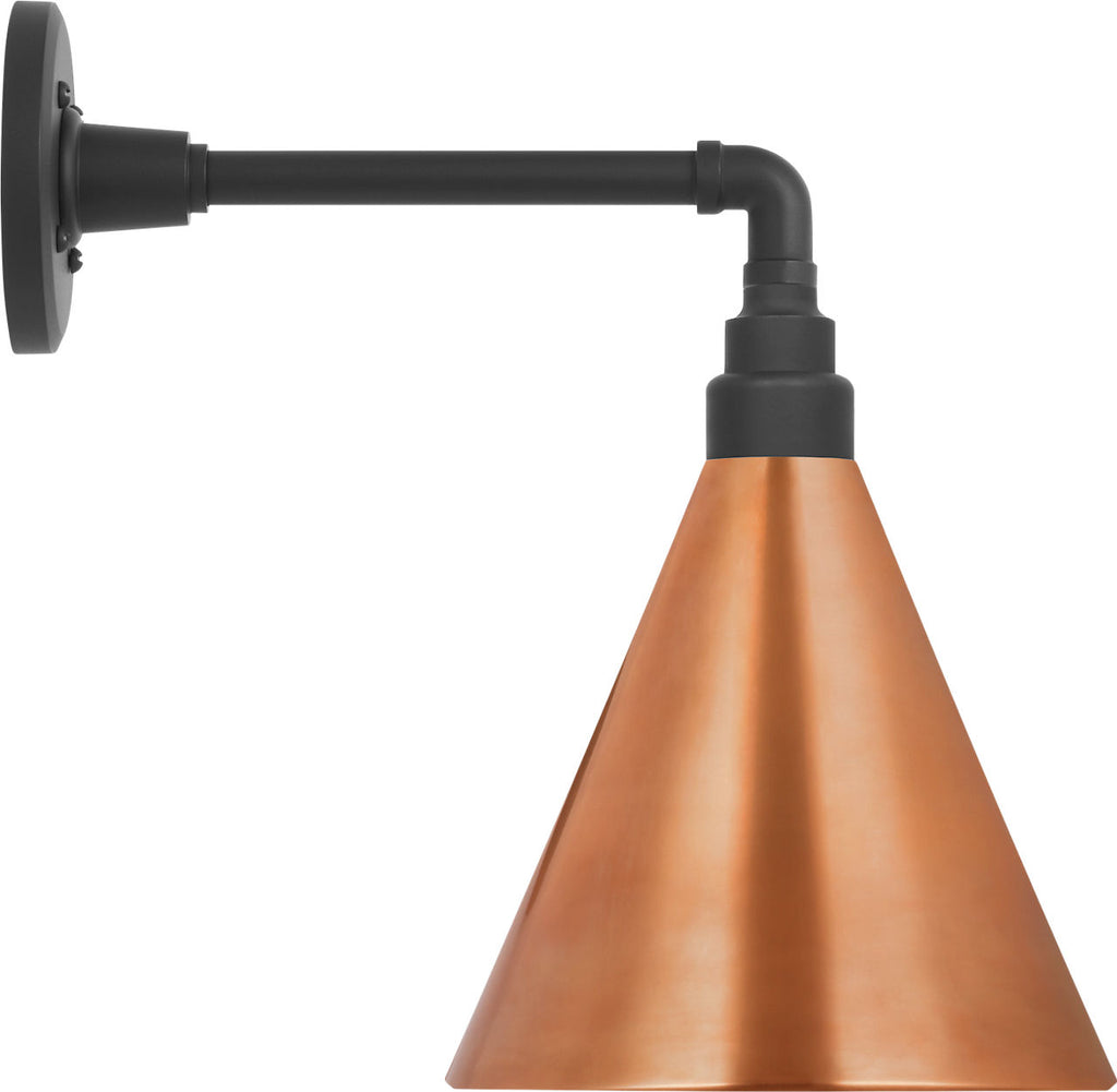Academy 11" Mack Barn Light | Matte Black | 9 | 9" Soft Copper Conical Savannah Shade