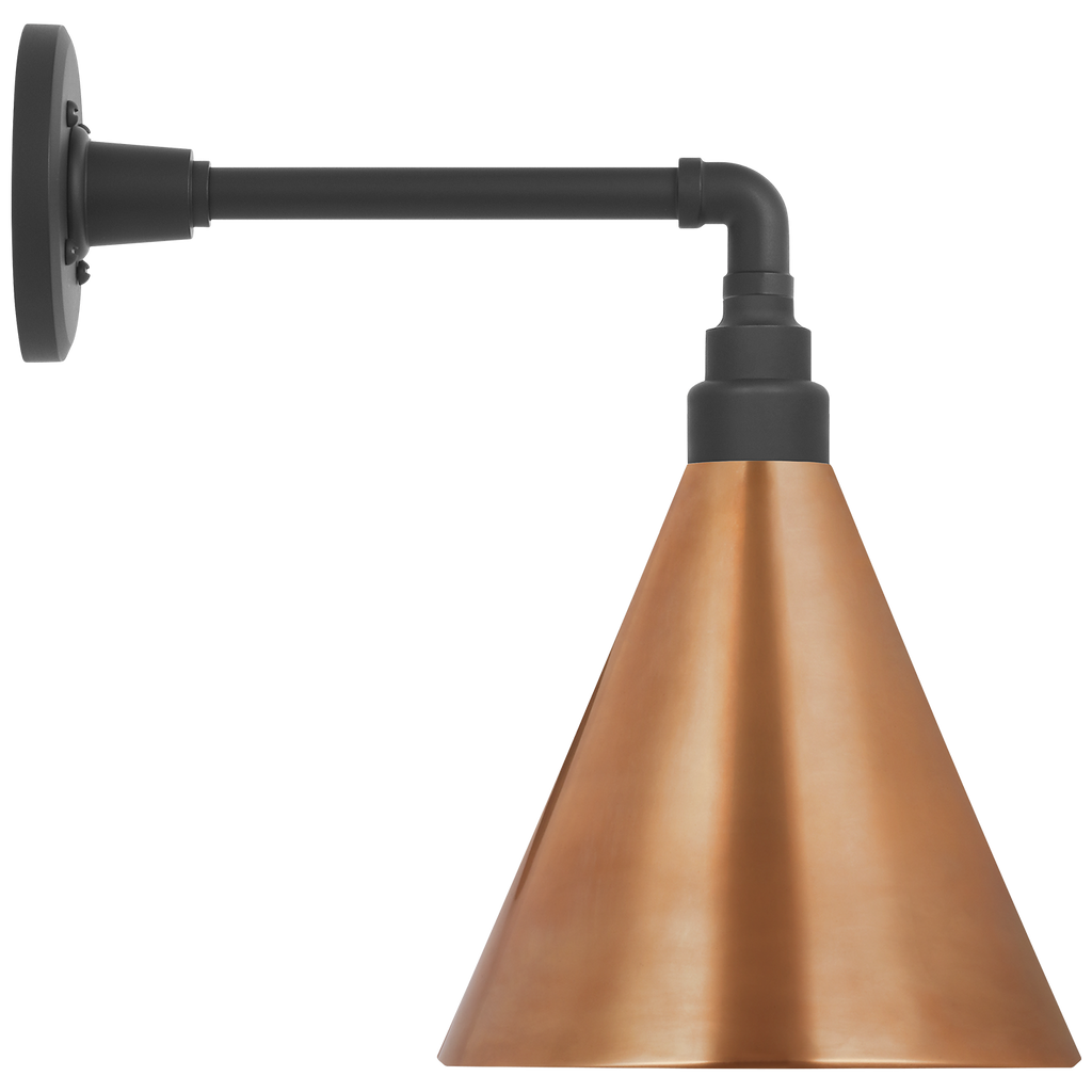 Academy 11" Mack Barn Light | Matte Black | 9 | 9" Soft Copper Conical Savannah Shade