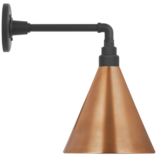 Academy 11" Mack Barn Light | Matte Black | 9 | 9" Soft Copper Conical Savannah Shade