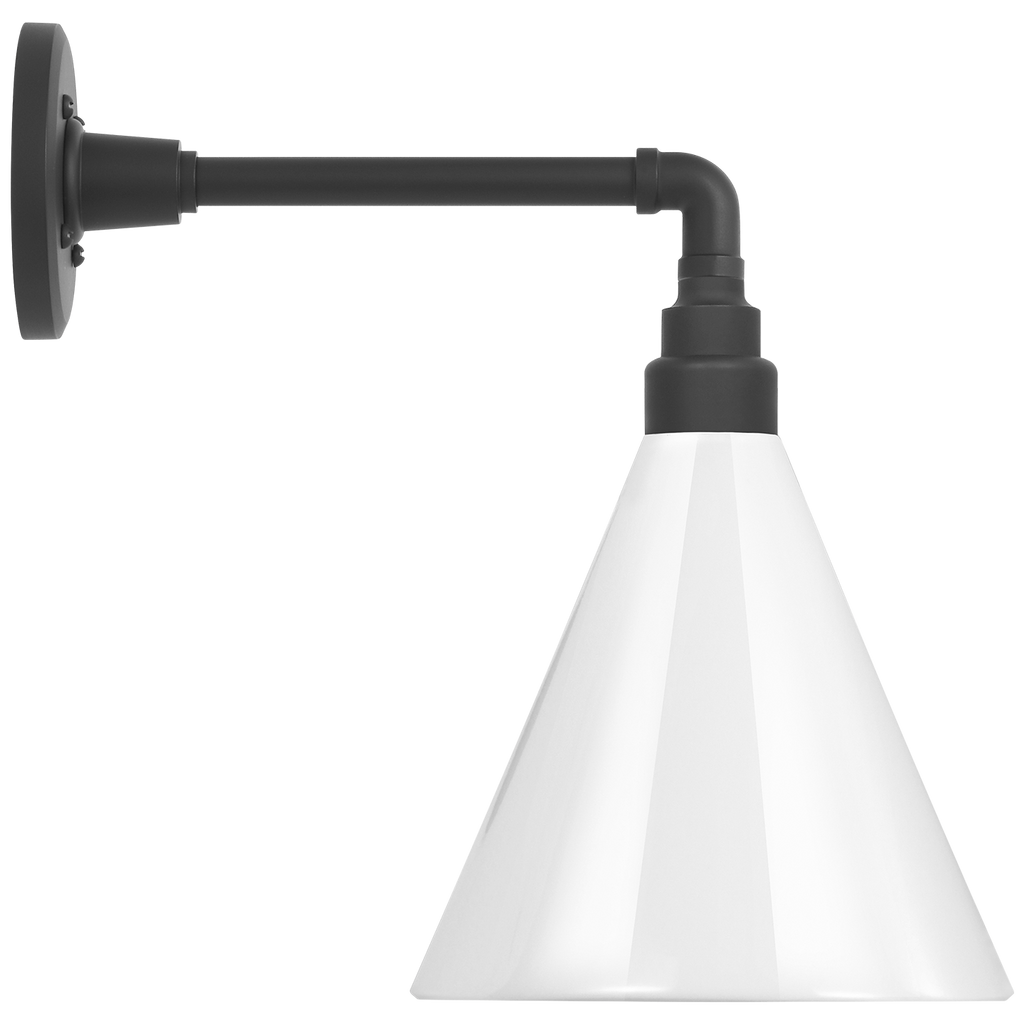 Academy 11" Mack Barn Light | Matte Black | 9 | 9" White Conical Savannah Shade