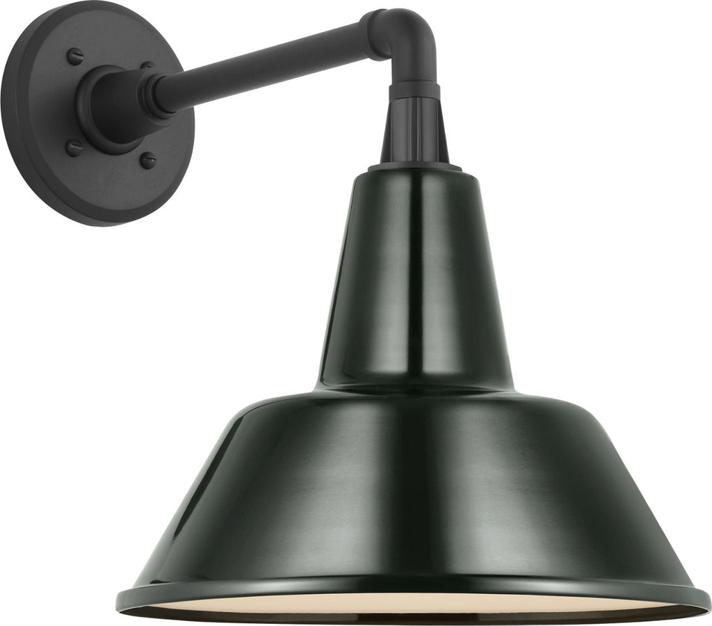 Academy 11" Mack Barn Light | Matte Black | 12.5 | 12.5" Green Bowers Shade