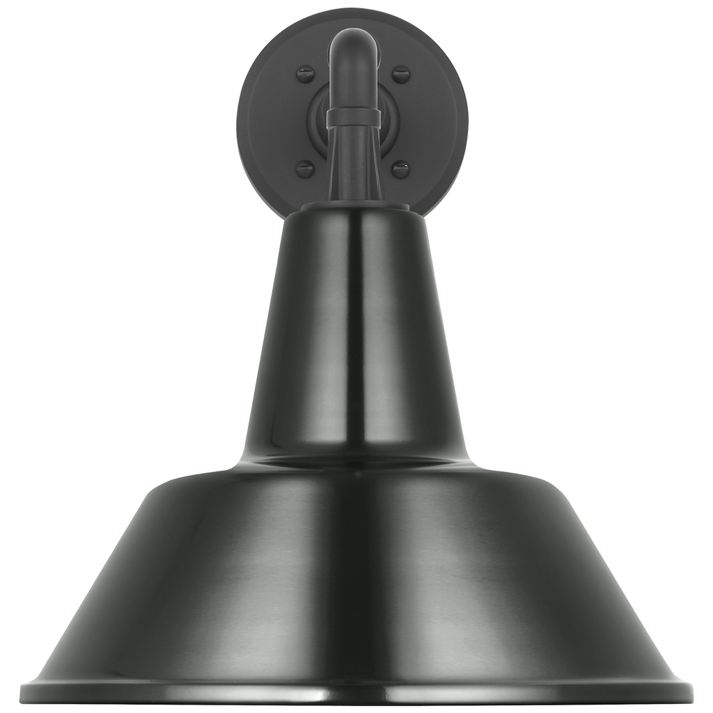 Academy 11" Mack Barn Light | Matte Black | 12.5 | 12.5" Green Bowers Shade