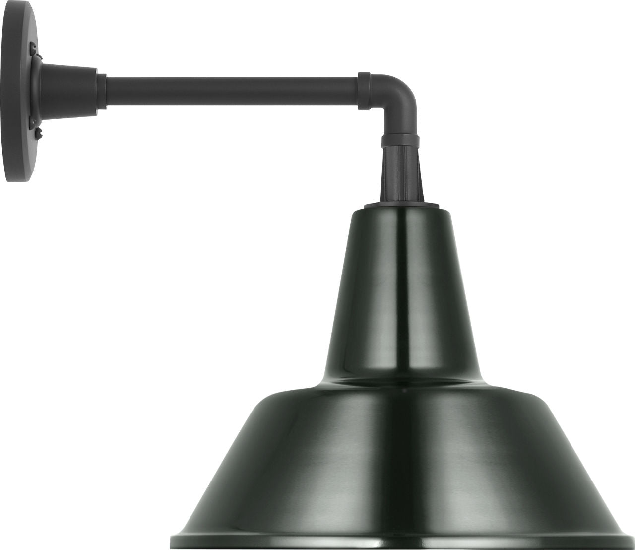 Academy 11" Mack Barn Light | Matte Black | 12.5 | 12.5" Green Bowers Shade