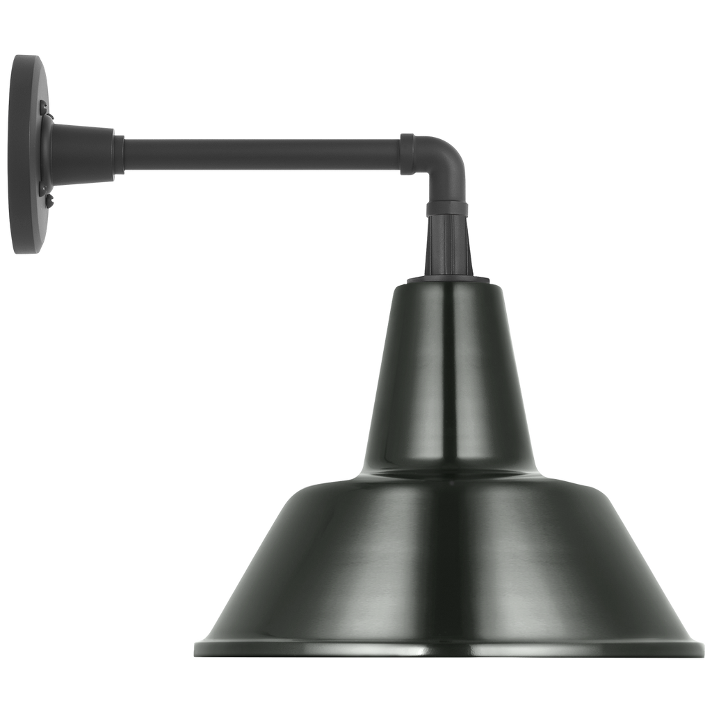 Academy 11" Mack Barn Light | Matte Black | 12.5 | 12.5" Green Bowers Shade