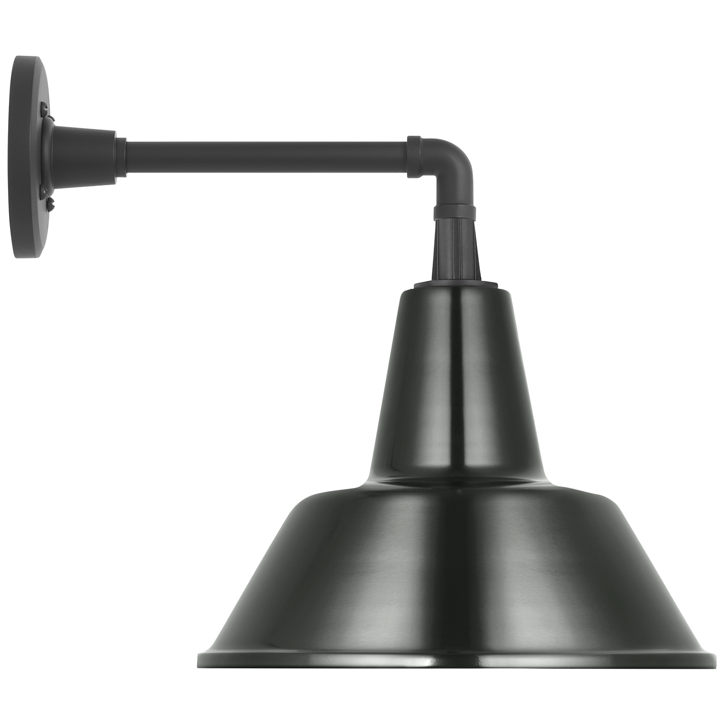 Academy 11" Mack Barn Light | Matte Black | 12.5 | 12.5" Green Bowers Shade