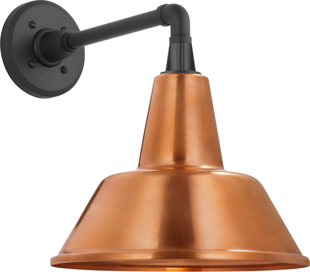 Academy 11" Mack Barn Light | Matte Black | 12.5 | 12.5" Soft Copper Bowers Shade