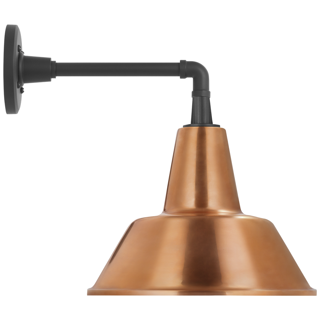 Academy 11" Mack Barn Light | Matte Black | 12.5 | 12.5" Soft Copper Bowers Shade
