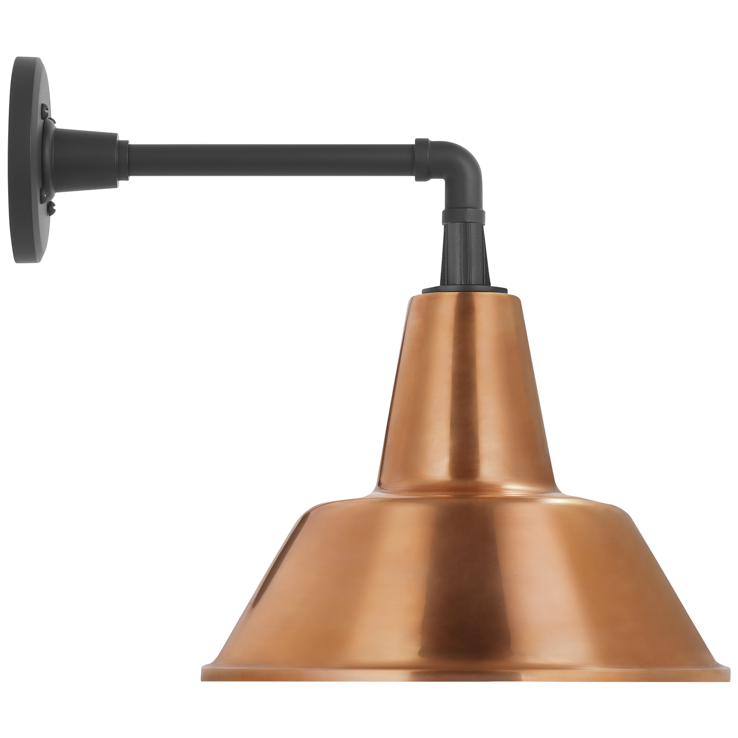 Academy 11" Mack Barn Light | Matte Black | 12.5 | 12.5" Soft Copper Bowers Shade