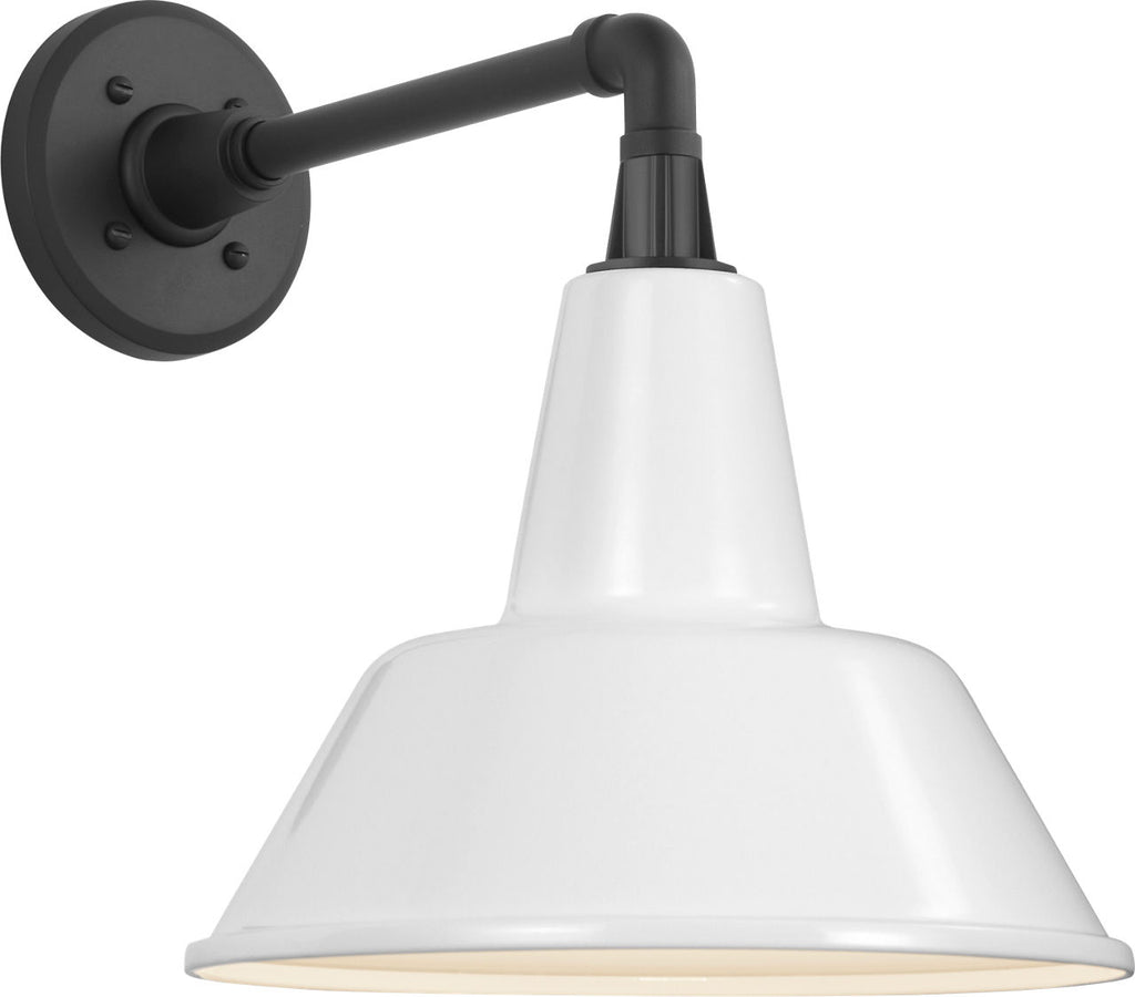 Academy 11" Mack Barn Light | Matte Black | 12.5 | 12.5" White Bowers Shade
