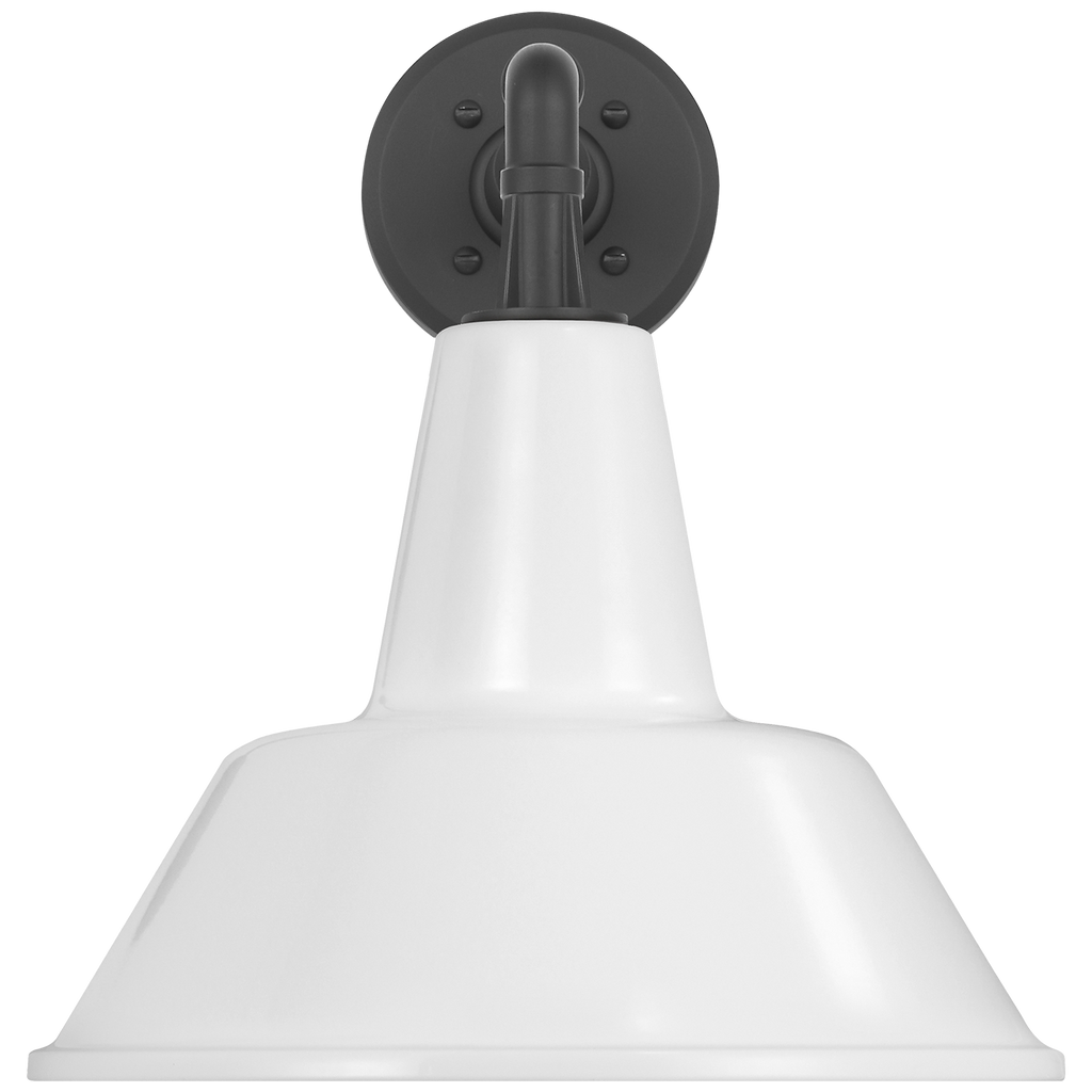 Academy 11" Mack Barn Light | Matte Black | 12.5 | 12.5" White Bowers Shade