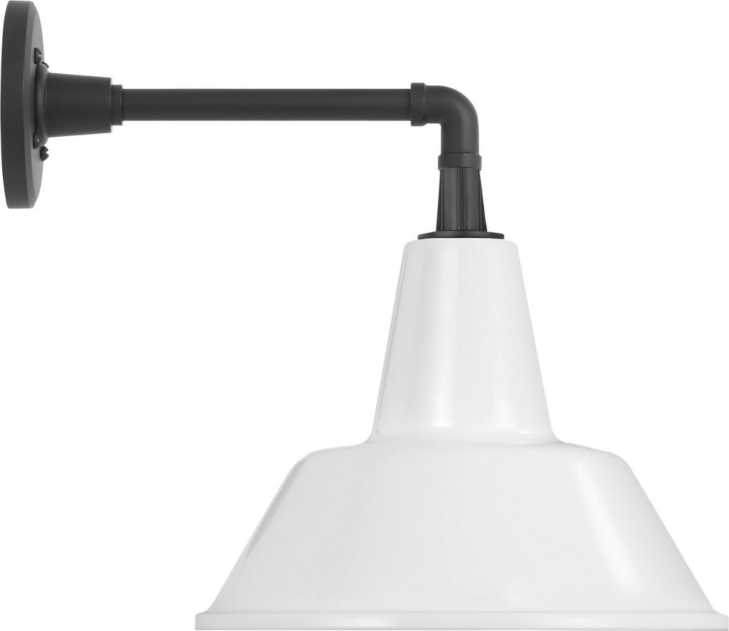 Academy 11" Mack Barn Light | Matte Black | 12.5 | 12.5" White Bowers Shade