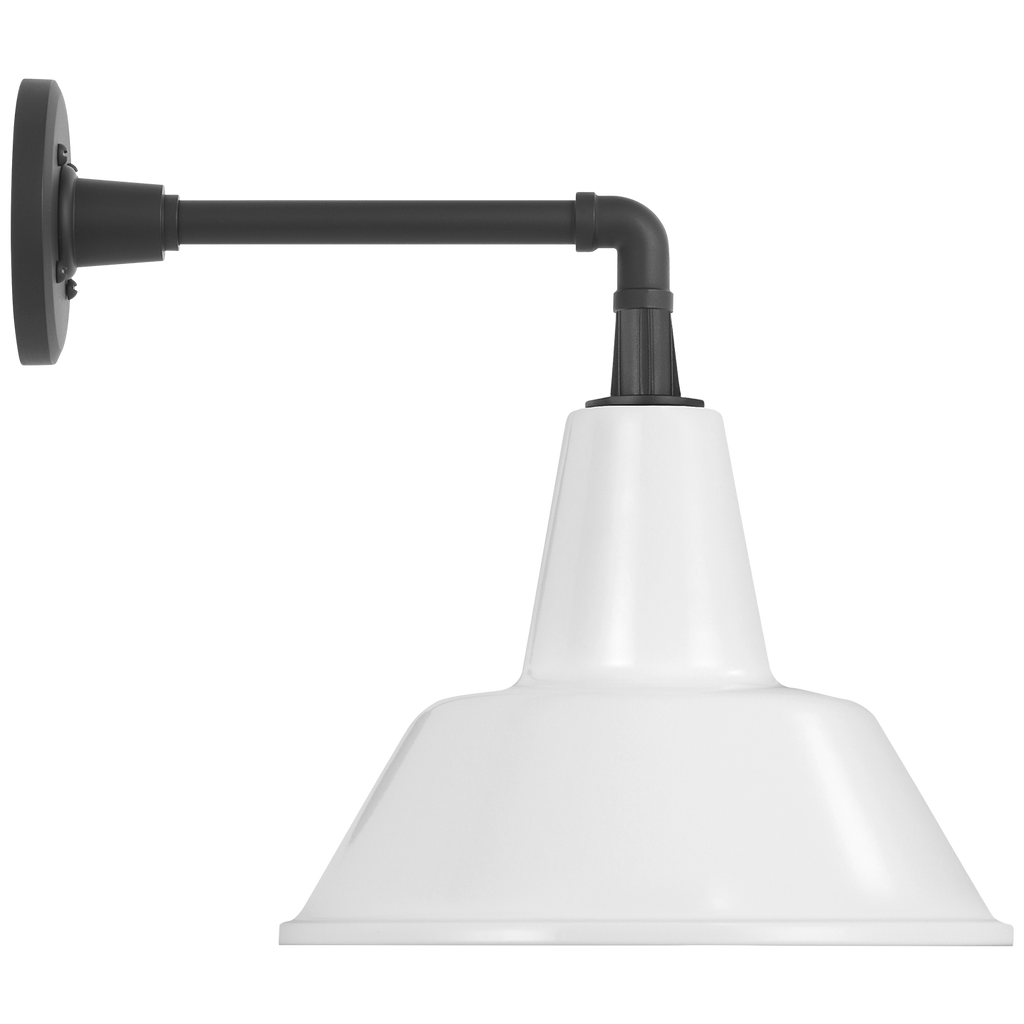 Academy 11" Mack Barn Light | Matte Black | 12.5 | 12.5" White Bowers Shade