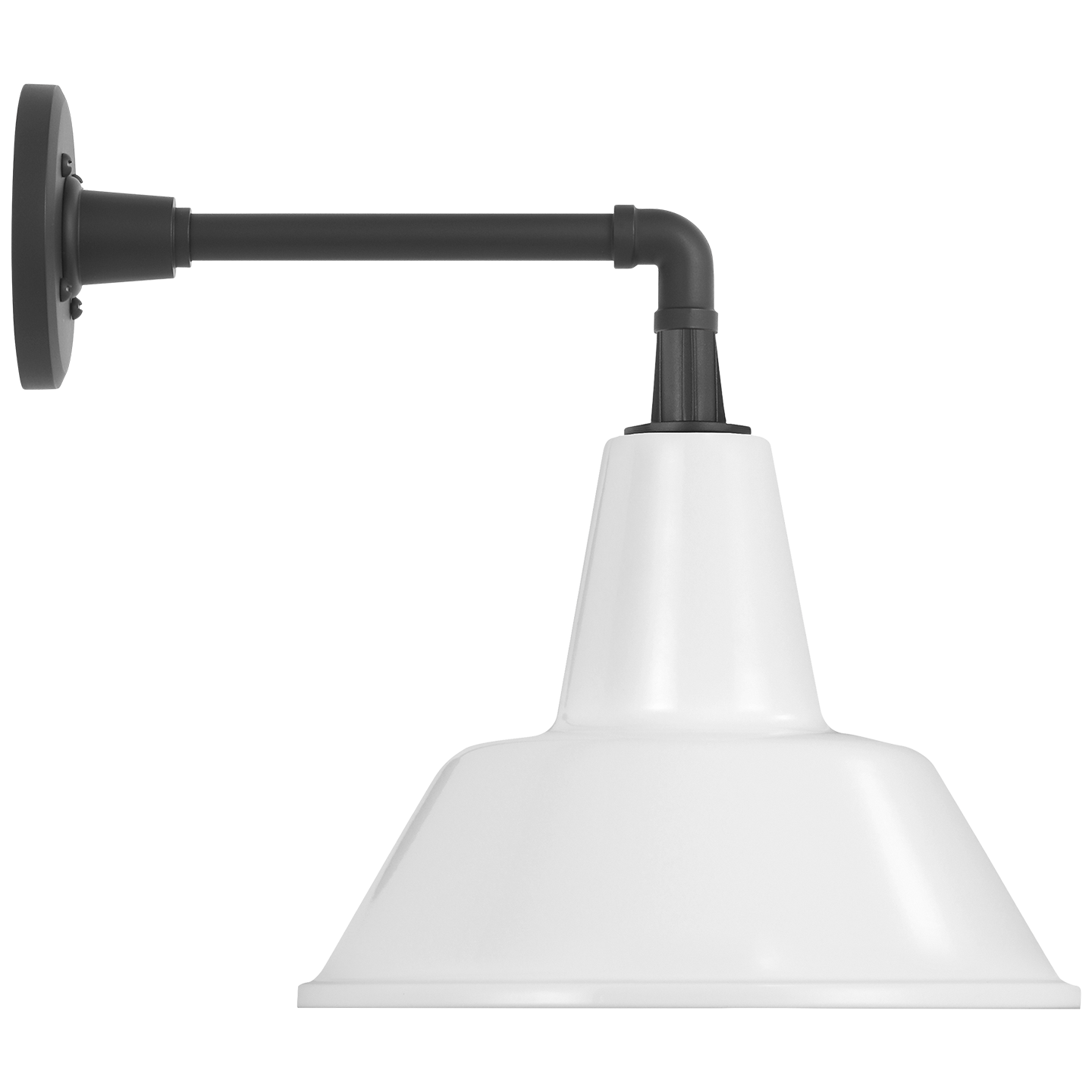 Academy 11" Mack Barn Light | Matte Black | 12.5 | 12.5" White Bowers Shade