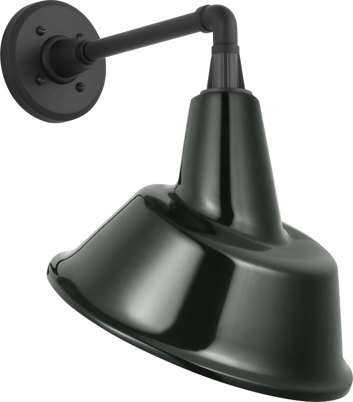 Academy 11" Mack Barn Light | Matte Black | 12.5 | 12.5" Green Tilted Bowers Shade