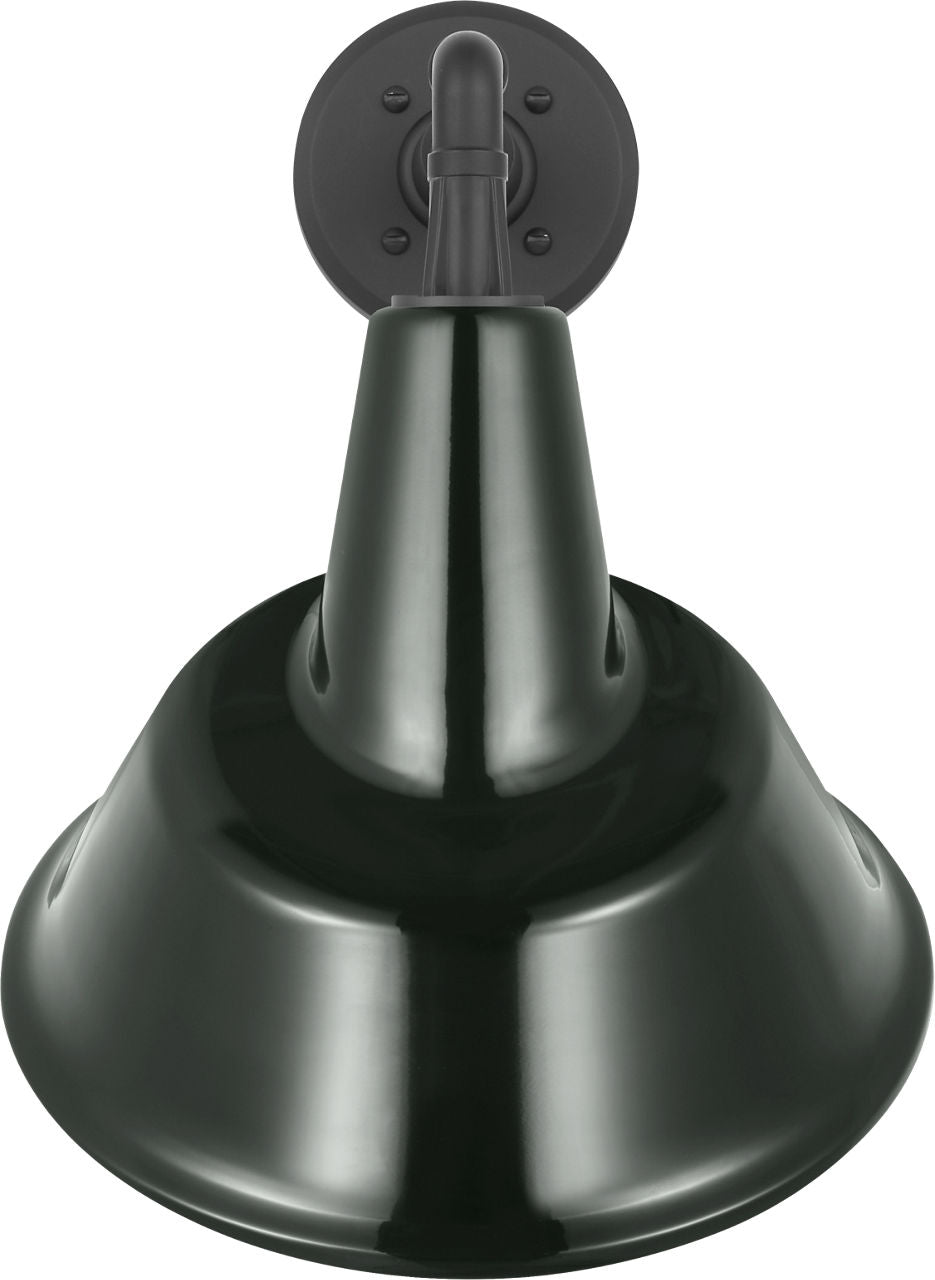 Academy 11" Mack Barn Light | Matte Black | 12.5 | 12.5" Green Tilted Bowers Shade