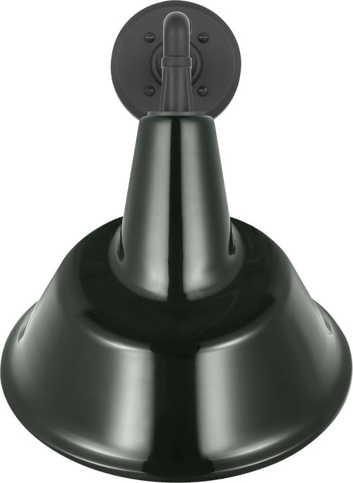 Academy 11" Mack Barn Light | Matte Black | 12.5 | 12.5" Green Tilted Bowers Shade