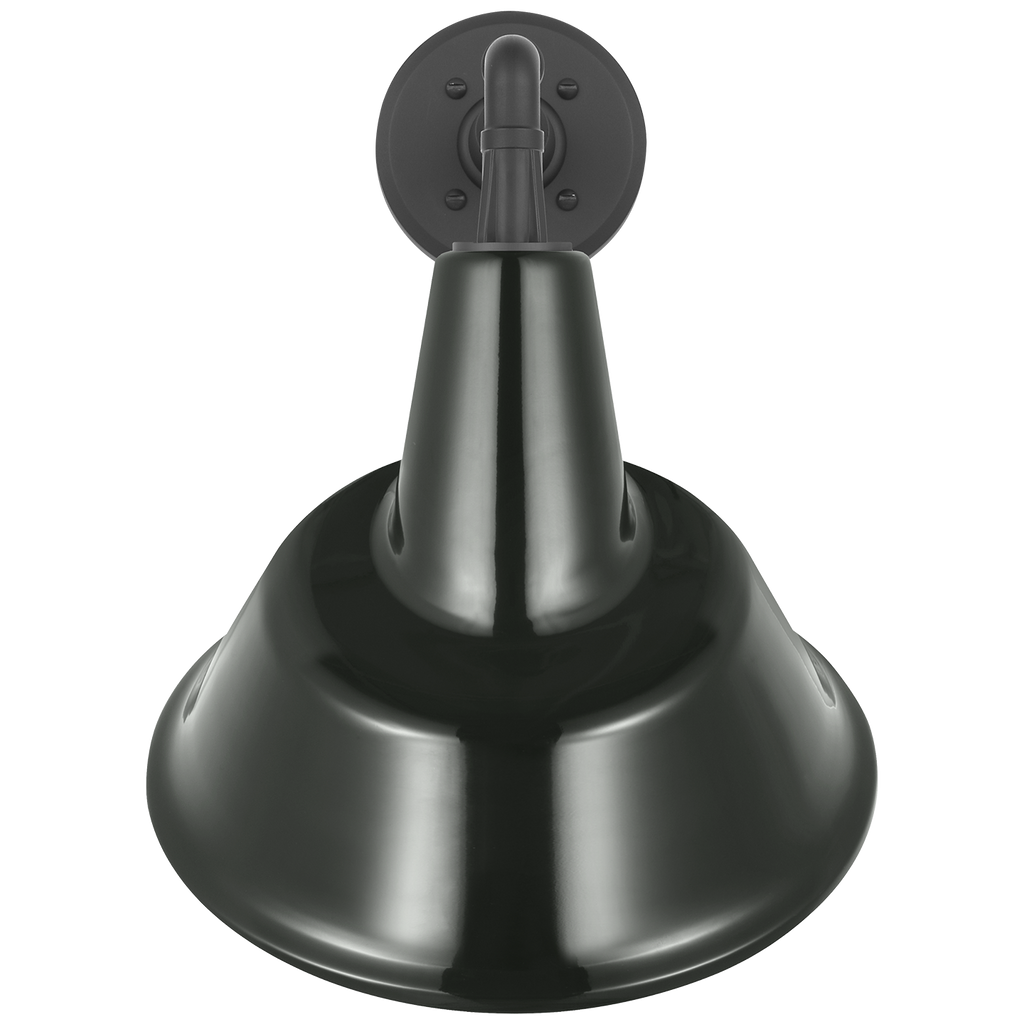 Academy 11" Mack Barn Light | Matte Black | 12.5 | 12.5" Green Tilted Bowers Shade