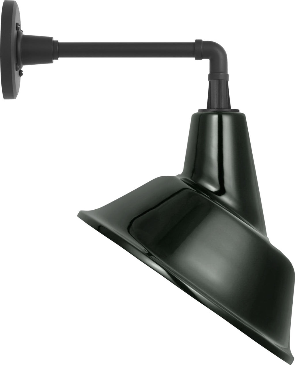 Academy 11" Mack Barn Light | Matte Black | 12.5 | 12.5" Green Tilted Bowers Shade