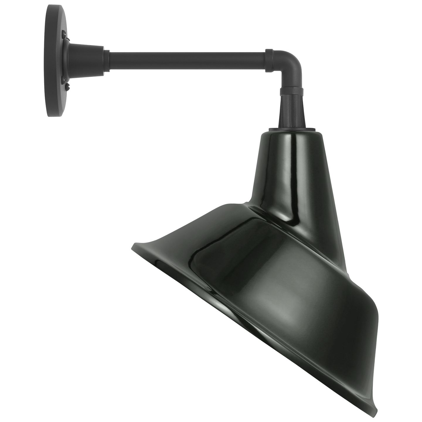 Academy 11" Mack Barn Light | Matte Black | 12.5 | 12.5" Green Tilted Bowers Shade