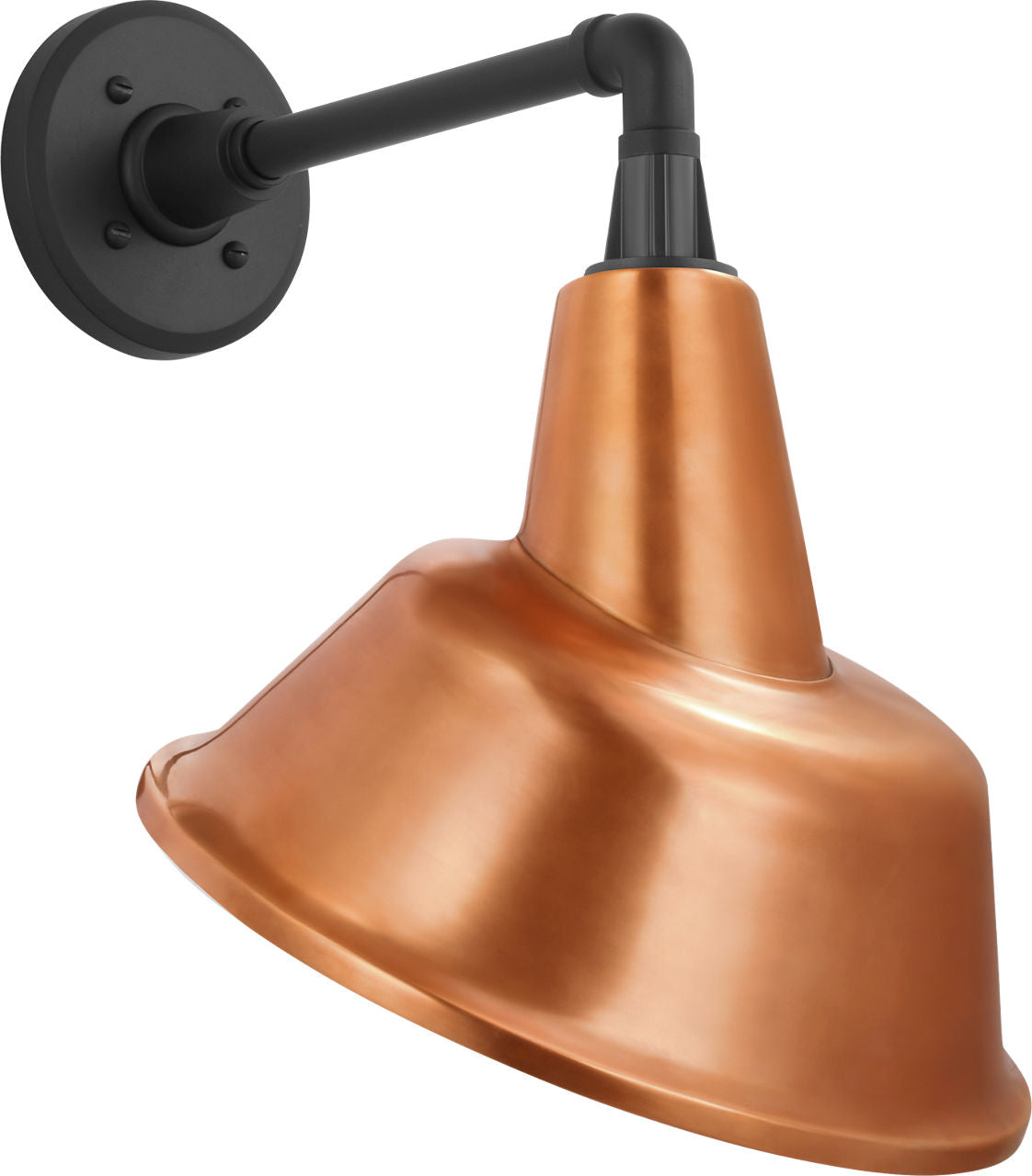 Academy 11" Mack Barn Light | Matte Black | 12.5 | 12.5" Soft Copper Tilted Bowers Shade