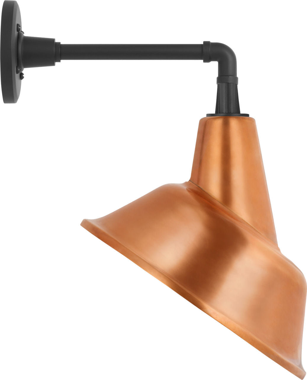 Academy 11" Mack Barn Light | Matte Black | 12.5 | 12.5" Soft Copper Tilted Bowers Shade