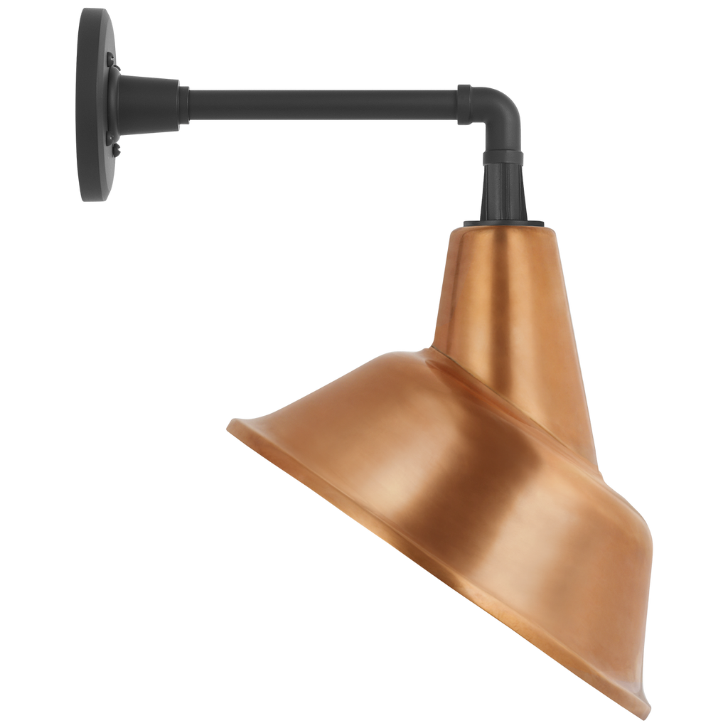 Academy 11" Mack Barn Light | Matte Black | 12.5 | 12.5" Soft Copper Tilted Bowers Shade