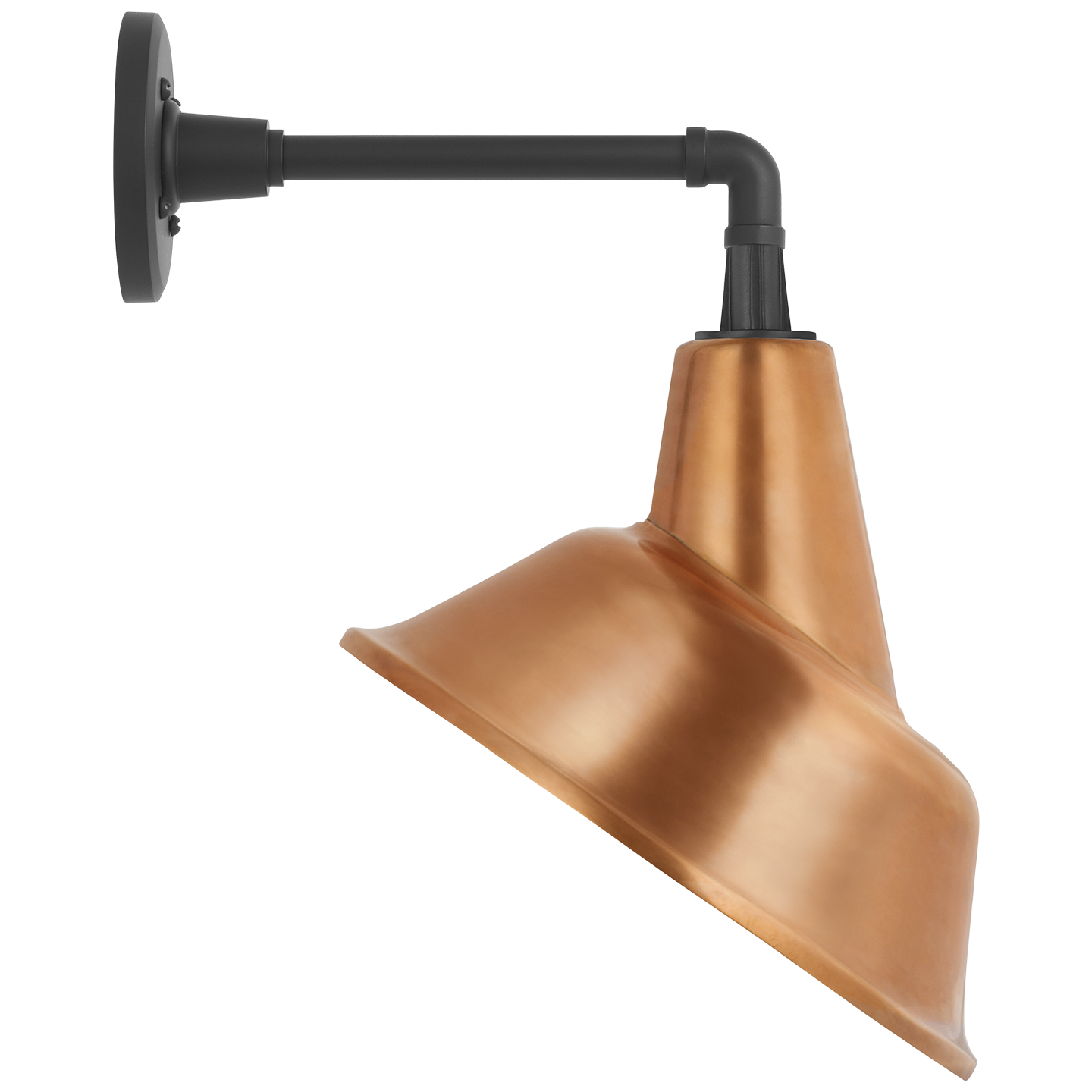 Academy 11" Mack Barn Light | Matte Black | 12.5 | 12.5" Soft Copper Tilted Bowers Shade