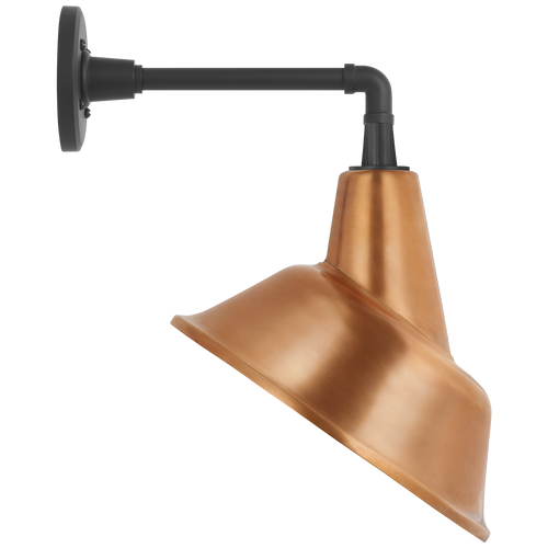 Academy 11" Mack Barn Light | Matte Black | 12.5 | 12.5" Soft Copper Tilted Bowers Shade