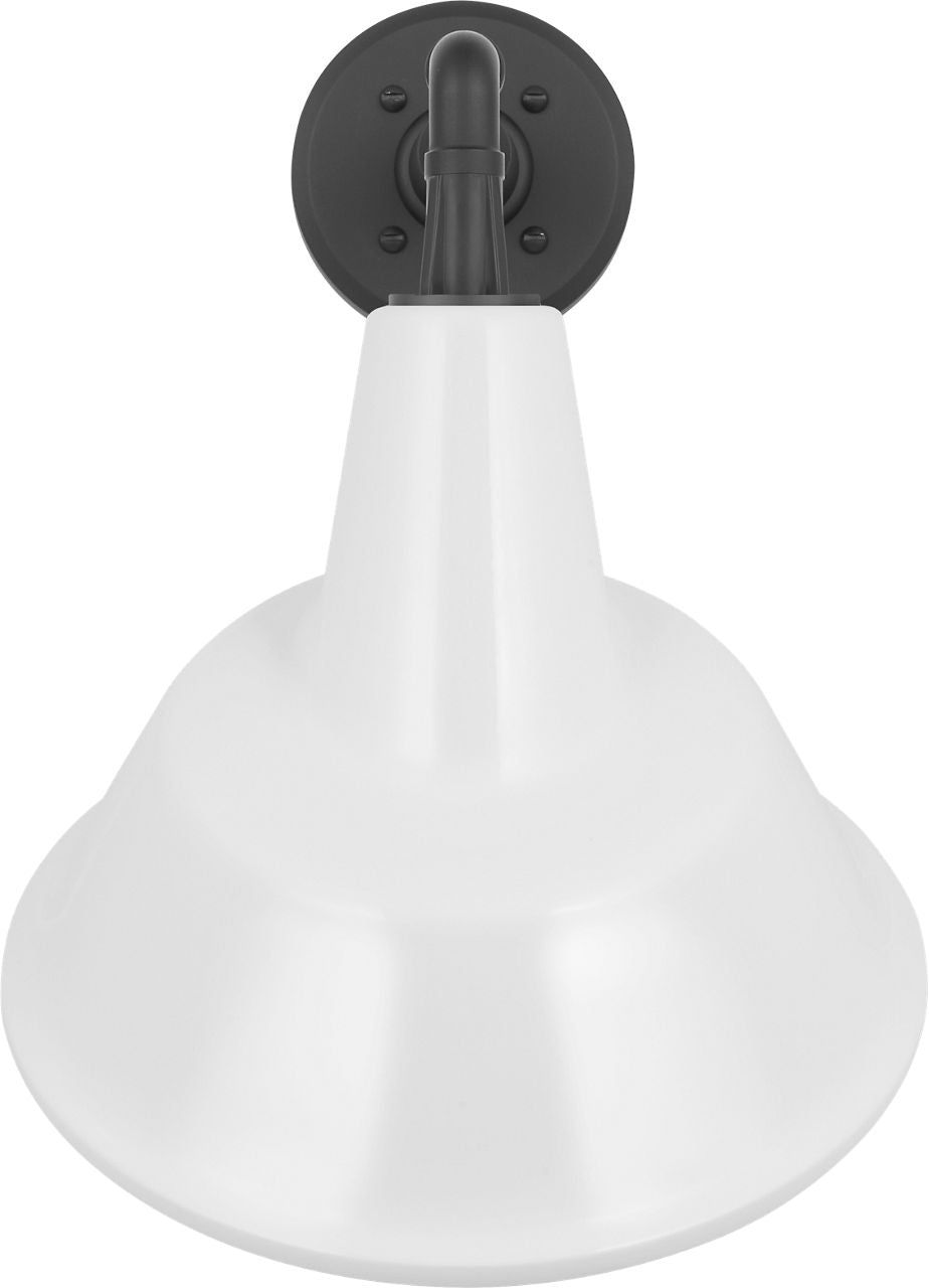 Academy 11" Mack Barn Light | Matte Black | 12.5 | 12.5" White Tilted Bowers Shade