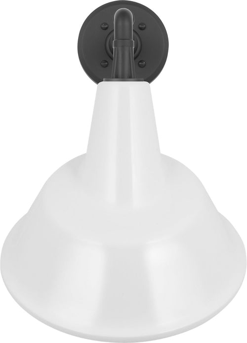 Academy 11" Mack Barn Light | Matte Black | 12.5 | 12.5" White Tilted Bowers Shade