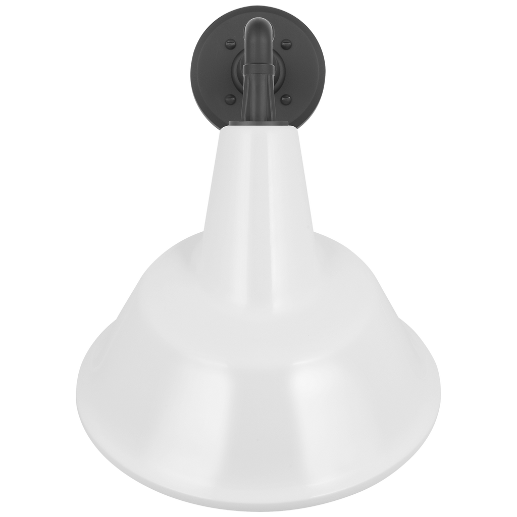 Academy 11" Mack Barn Light | Matte Black | 12.5 | 12.5" White Tilted Bowers Shade