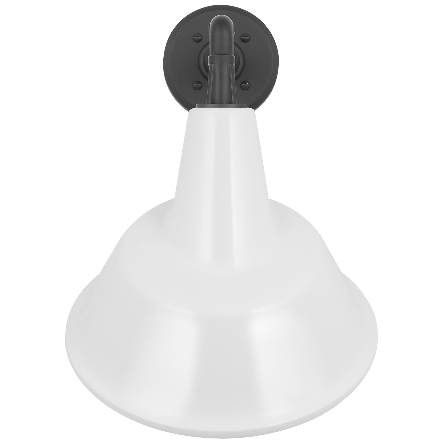 Academy 11" Mack Barn Light | Matte Black | 12.5 | 12.5" White Tilted Bowers Shade
